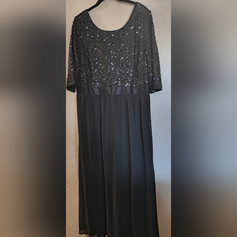 Pinup Fashion Sz 20 Elegant Black Sequin Evening Dress